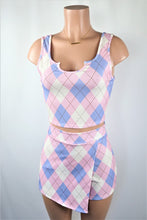 Load image into Gallery viewer, Argyle plaid skort set
