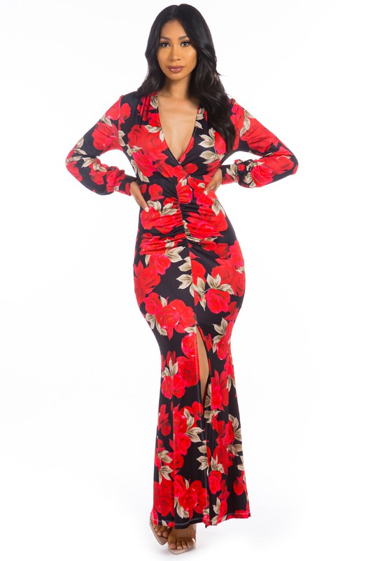 FLORAL BODY-CON DRESS