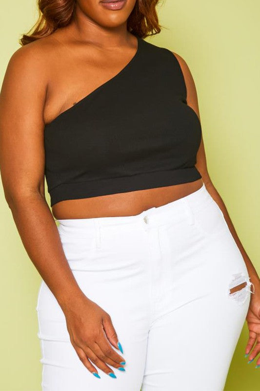 Ribbed One Sleeve Crop Top