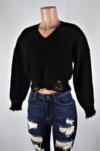 Load image into Gallery viewer, Sharkbite distress crop sweater
