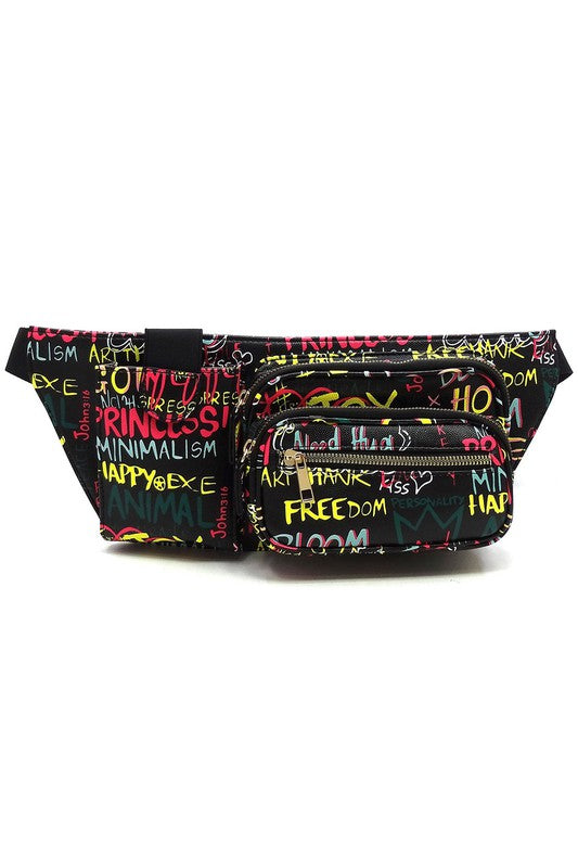 Multi Graffiti Fanny Waist Bag