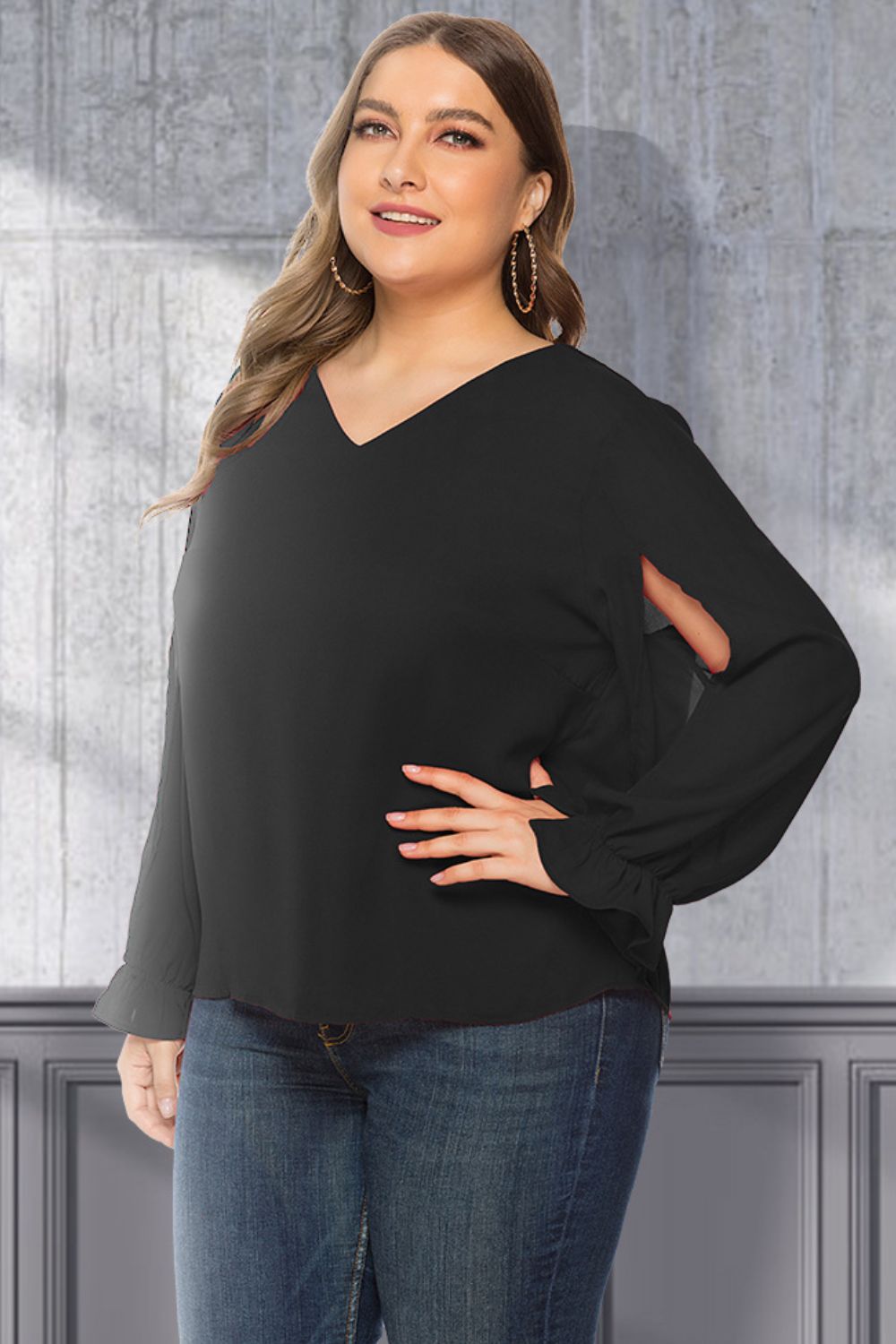 Flounce Sleeve Blouse